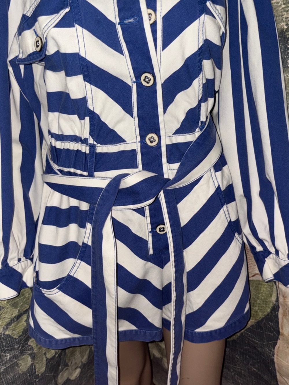 Farm Rio Striped Denim Romper - Picture 4 of 6